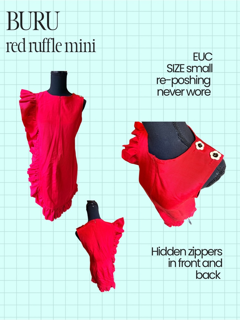 BURU One-Shoulder Red Ruffle Mini Dress